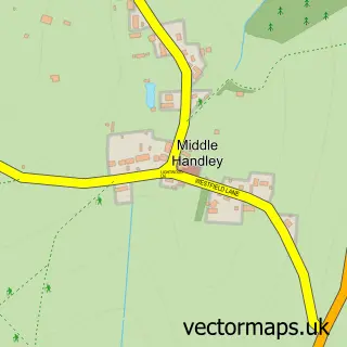 Street map sample of Middle Handley, Derbyshire