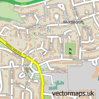 Street map sample of Middlecroft, Derbyshire