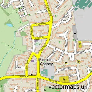 Street map sample of Middleton Cheney, Northamptonshire