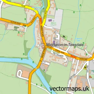 Street map sample of Middleton in Teesdale, Durham