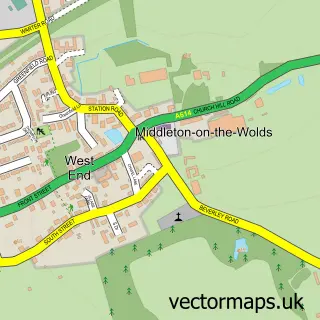 Street map sample of Middleton on the Wolds, East Riding of Yorkshire