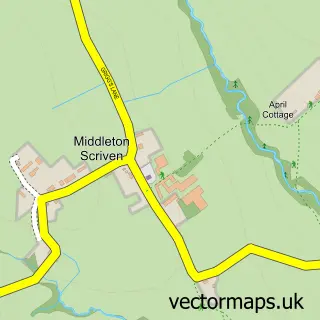 Street map sample of Middleton Scriven, Shropshire