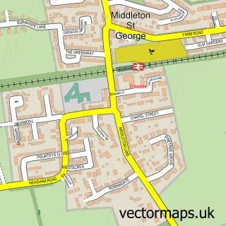 Street map sample of Middleton St George, Durham