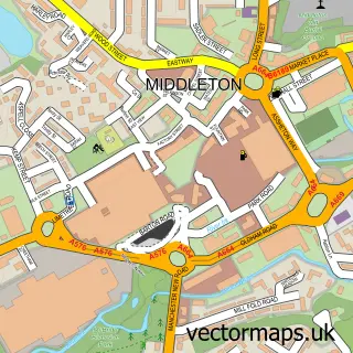 Street map sample of Middleton, Greater Manchester