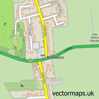 Street map sample of Middleton, Norfolk