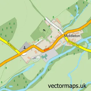 Street map sample of Middleton, Hampshire