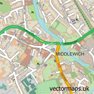 Street map sample of Middlewich, Cheshire