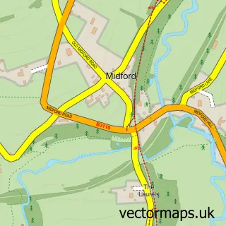 Street map sample of Midford, Somerset