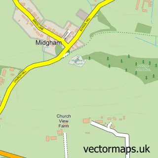 Street map sample of Midgham, Berkshire