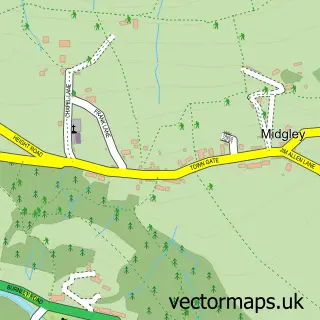 Street map sample of Midgley, West Yorkshire