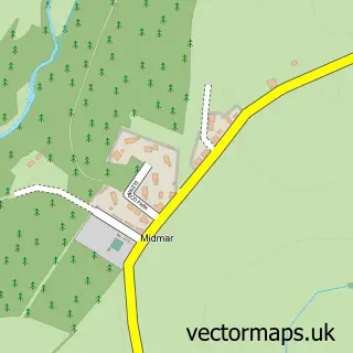 Street map sample of Midmar, Aberdeenshire