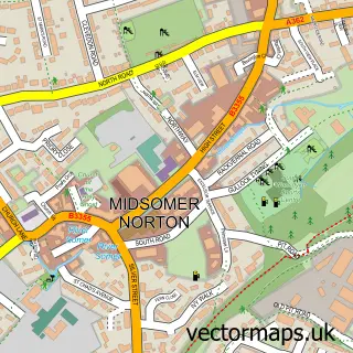 Street map sample of Midsomer Norton, Somerset