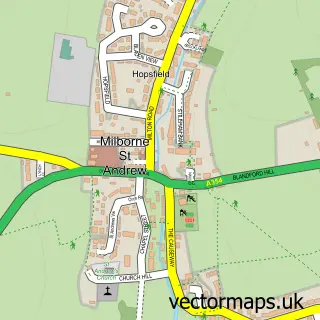 Street map sample of Milborne St Andrew, Dorset