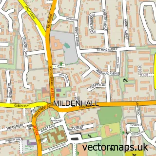 Street map sample of Mildenhall, Suffolk