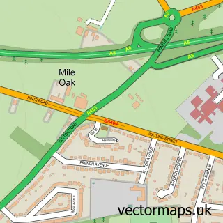 Street map sample of Mile Oak, Staffordshire