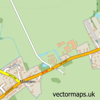 Street map sample of Mileham, Norfolk