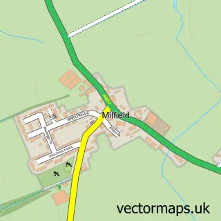 Street map sample of Milfield, Northumberland