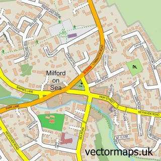 Street map sample of Milford on Sea, Hampshire