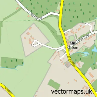 Street map sample of Mill Green, Essex