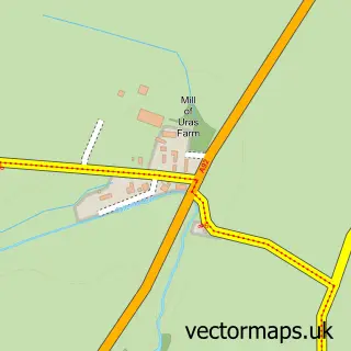 Street map sample of Mill of Uras, Kincardineshire