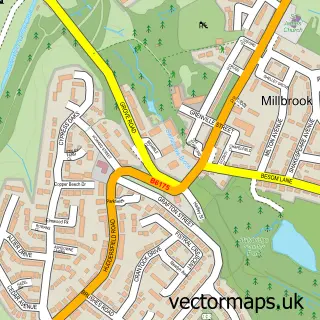 Street map sample of Millbrook, Greater Manchester