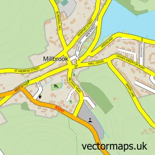 Street map sample of Millbrook, Cornwall