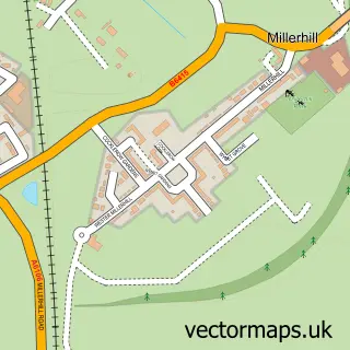 Street map sample of Millerhill, Midlothian