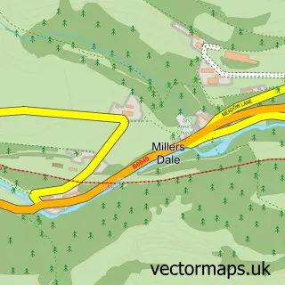 Street map sample of Miller's Dale, Derbyshire