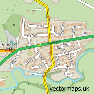 Street map sample of Millhouse Green, South Yorkshire