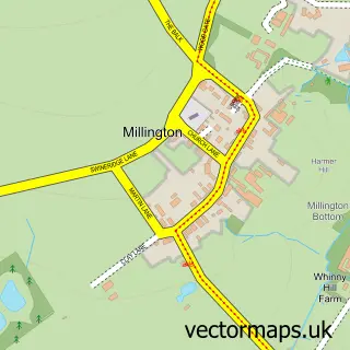 Street map sample of Millington, East Riding of Yorkshire