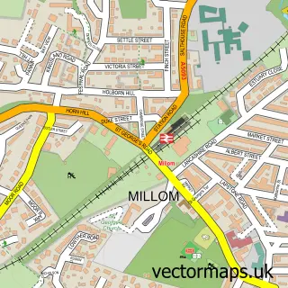 Street map sample of Millom, Cumbria