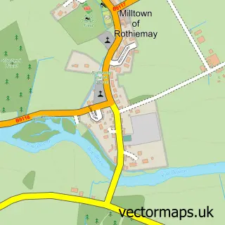 Street map sample of Milltown of Rothiemay, Banffshire