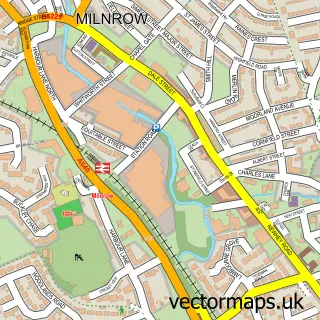 Street map sample of Milnrow, Greater Manchester