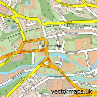 Street map sample of Milnsbridge, West Yorkshire