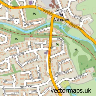 Street map sample of Milton of Campsie, Dunbartonshire