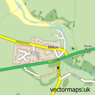 Street map sample of Milton, Dyfed