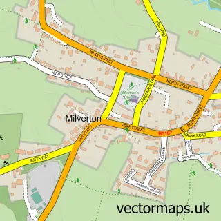 Street map sample of Milverton, Somerset