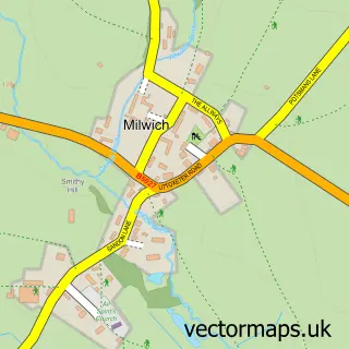 Street map sample of Milwich, Staffordshire
