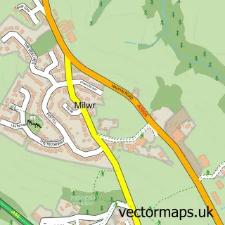 Street map sample of Milwr, Clwyd