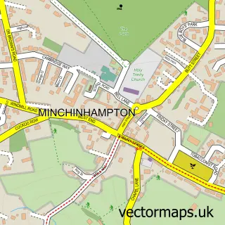 Street map sample of Minchinhampton, Gloucestershire