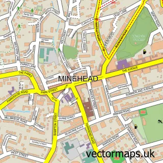 Street map sample of Minehead, Somerset