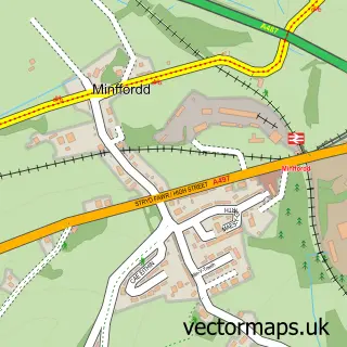Street map sample of Minffordd, Gwynedd