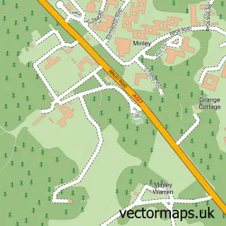 Street map sample of Minley, Hampshire