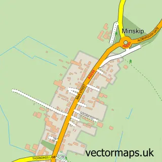 Street map sample of Minskip, North Yorkshire