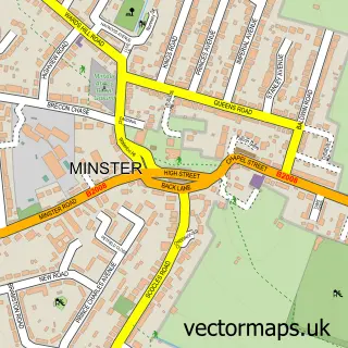 Street map sample of Minster, Kent