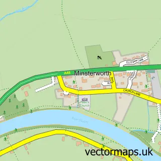 Street map sample of Minsterworth, Gloucestershire