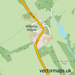 Street map sample of Minterne Magna, Dorset