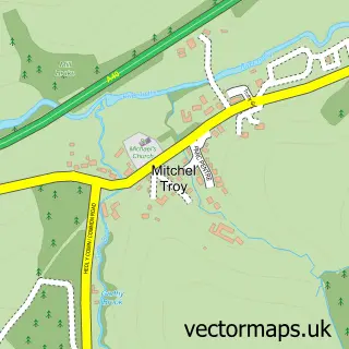 Street map sample of Mitchel Troy, Gwent