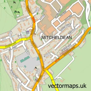 Street map sample of Mitcheldean, Gloucestershire
