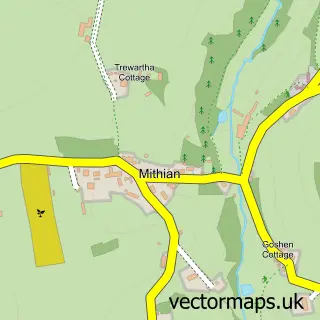 Street map sample of Mithian, Cornwall